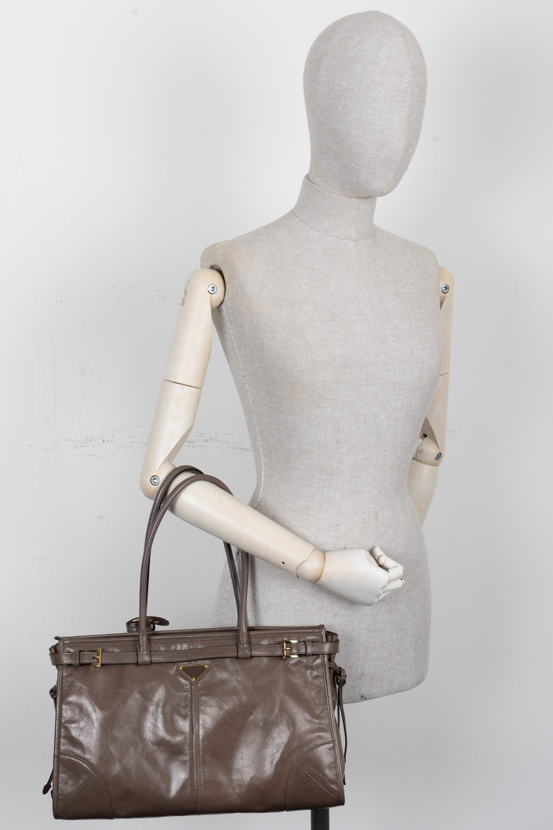 PRADA Bonnie Shoulder Bag Large Leather Taupe