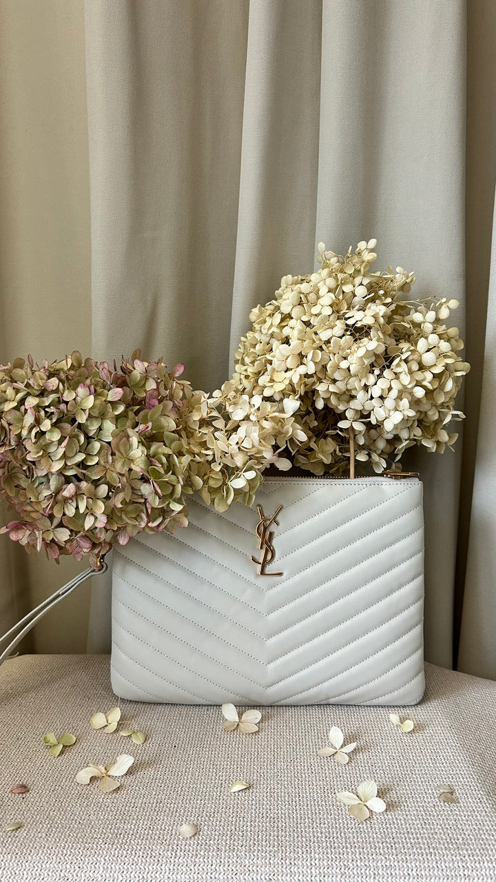 SAINT LAURENT Cassandre Pochette Ivory