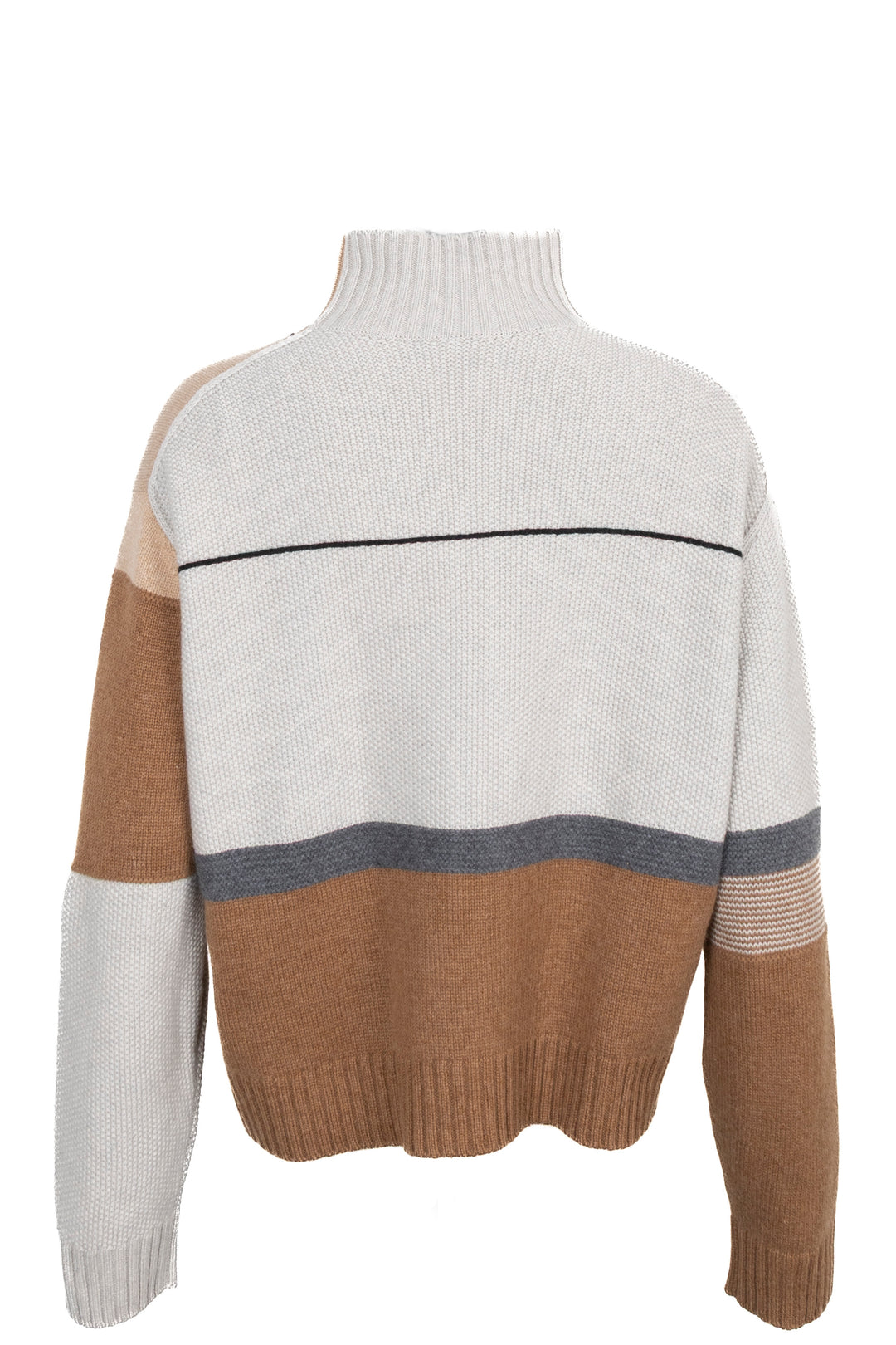LORO PIANA High Neck Geometric Print Knit Cashmere Brown Grey
