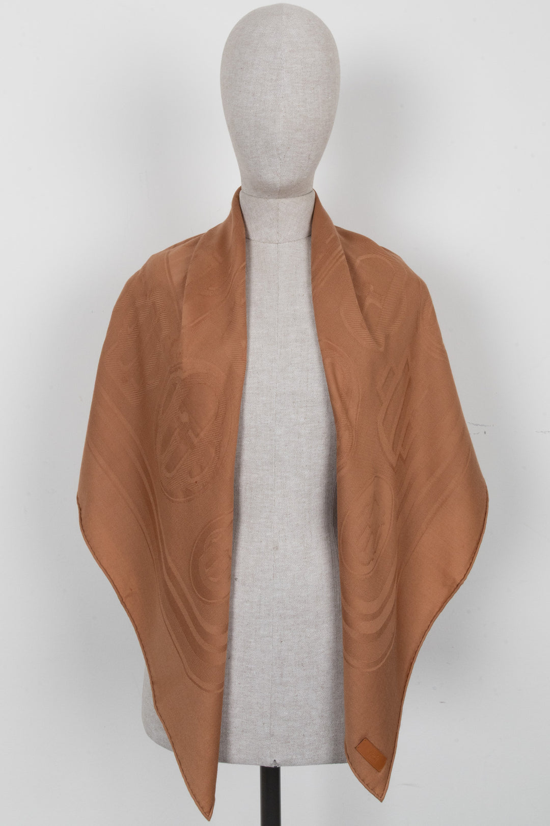 HERMÈS Bouclerie Moderne Scarf 140 Brown Cashmere Silk
