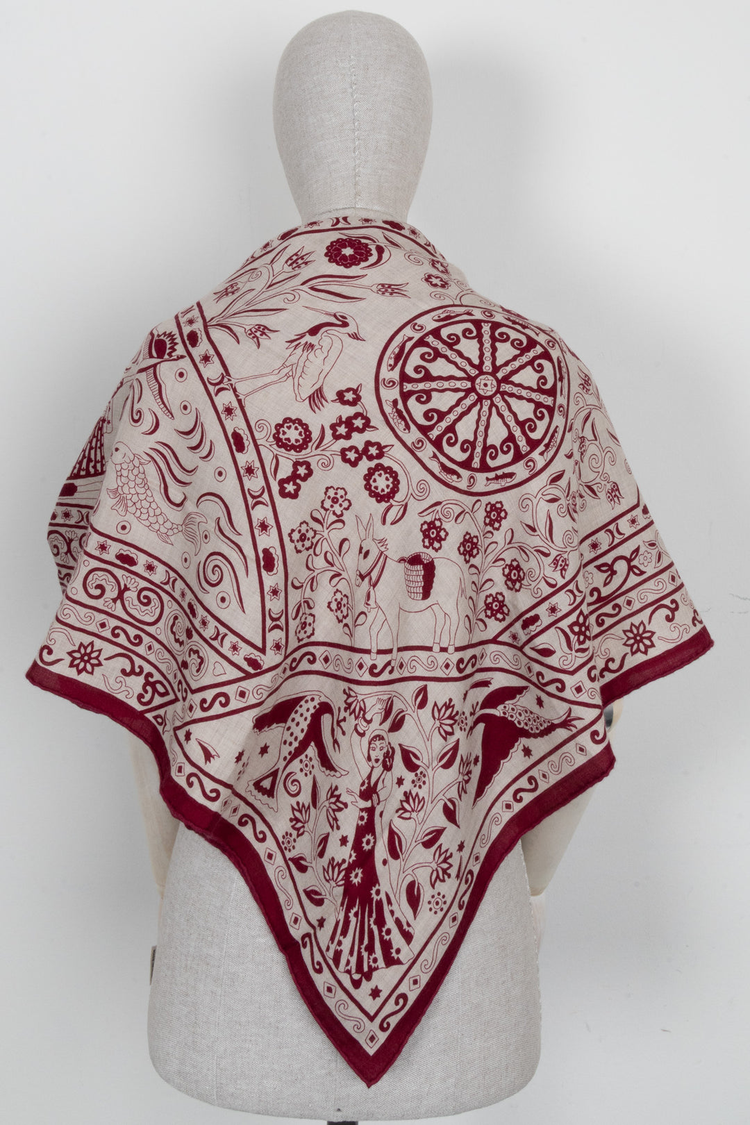 HERMÈS Peuple Du Vent 140 Scarf Cashmere Beige Fuchsia