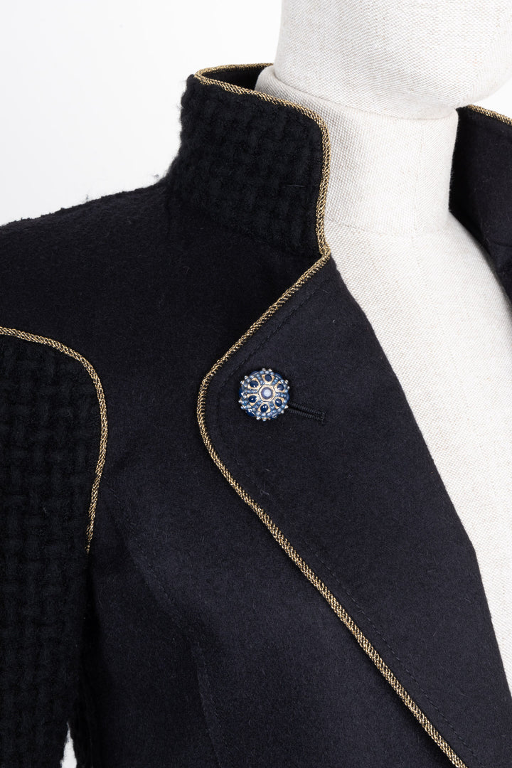 CHANEL Paris Salzburg 2015 Knit Short Coat Black Wool
