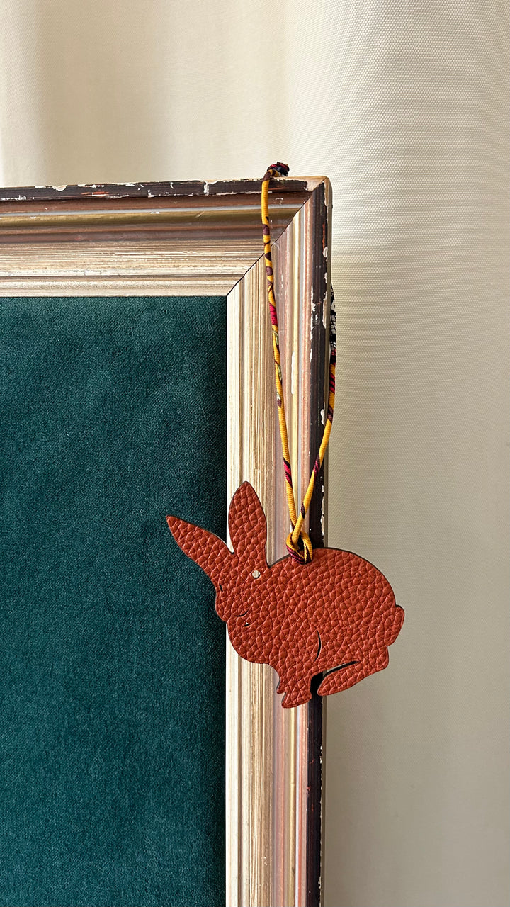 HERMÈS Petit H Rabbit Charm Leather Brown Etoupe