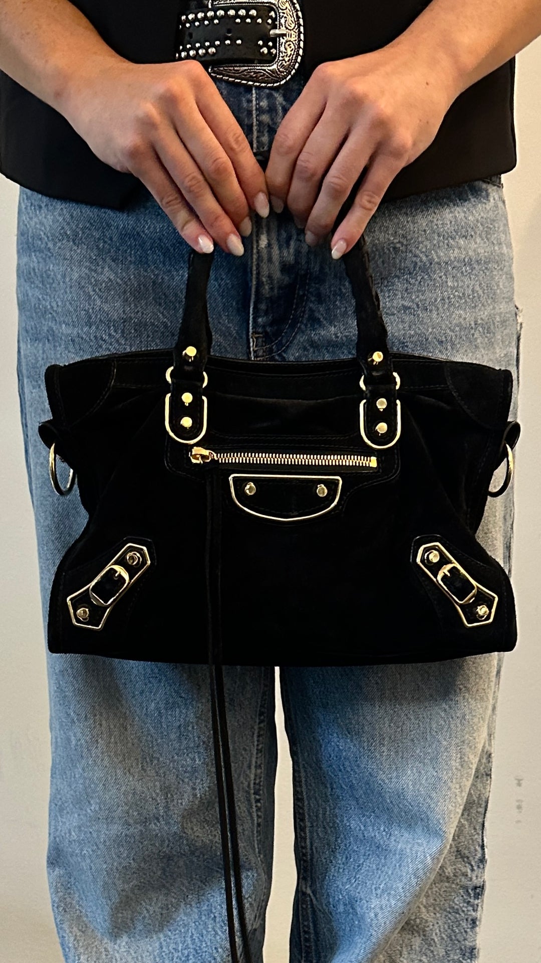 BALENCIAGA Mini City Bag Suede Black