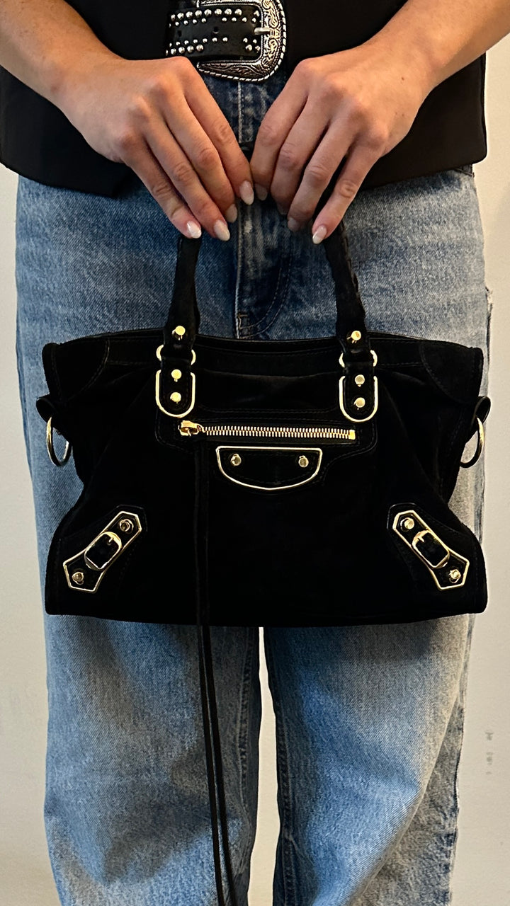 BALENCIAGA Mini City Bag Suede Black