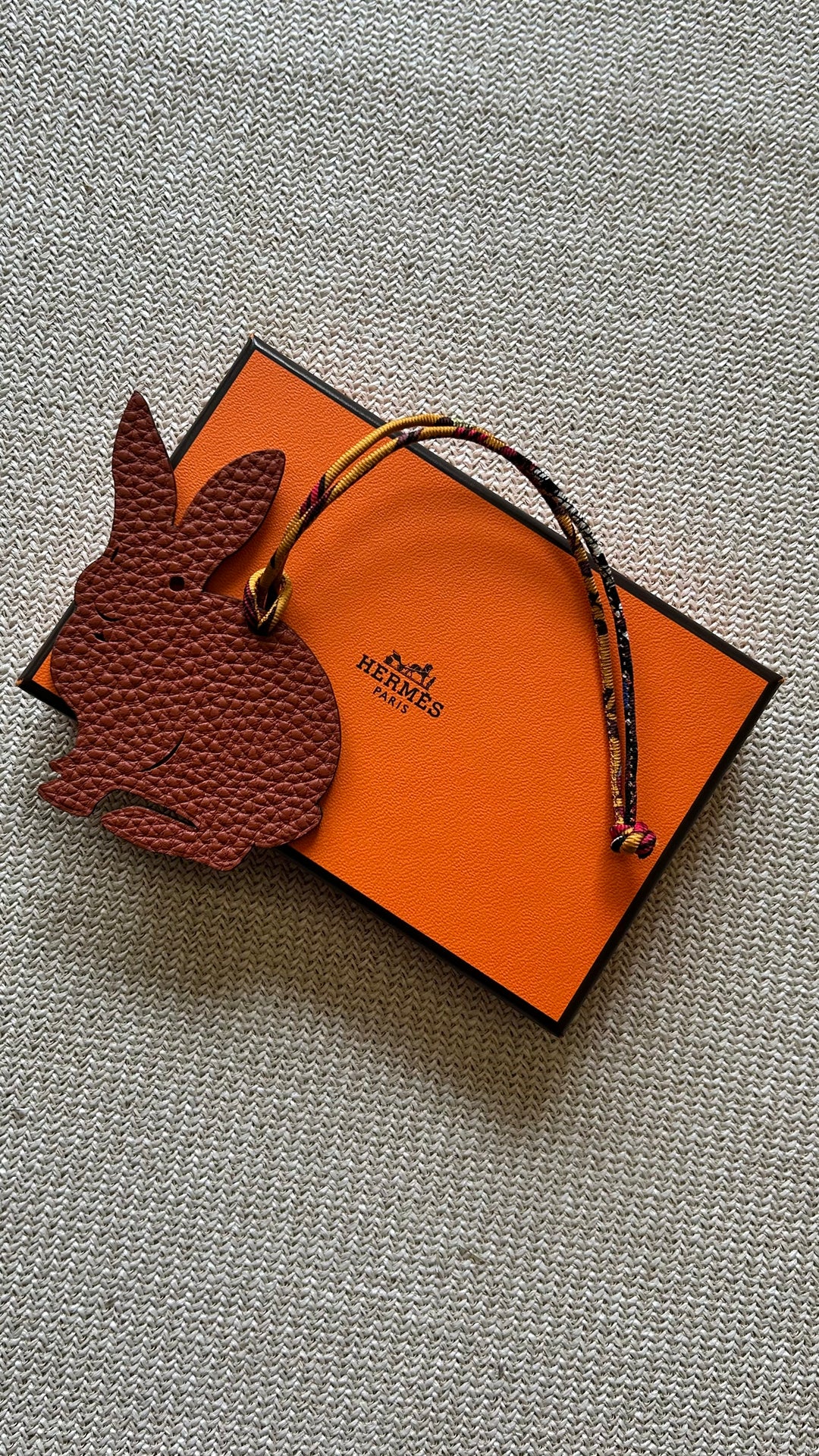 HERMÈS Petit H Rabbit Charm Leather Brown Etoupe