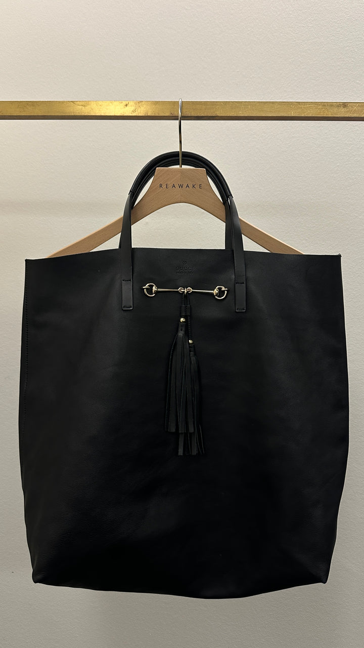 GUCCI Park Avenue Tassel Tote Bag Black