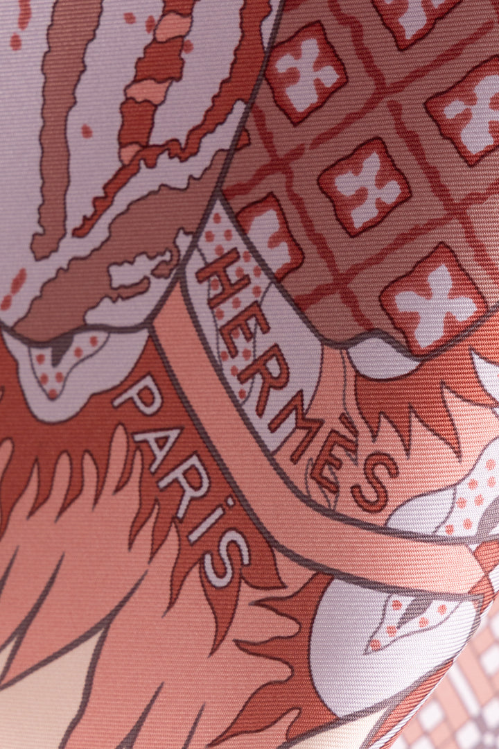 HERMES Fleurs D'Indiennes 90 Scarf Silk Pink