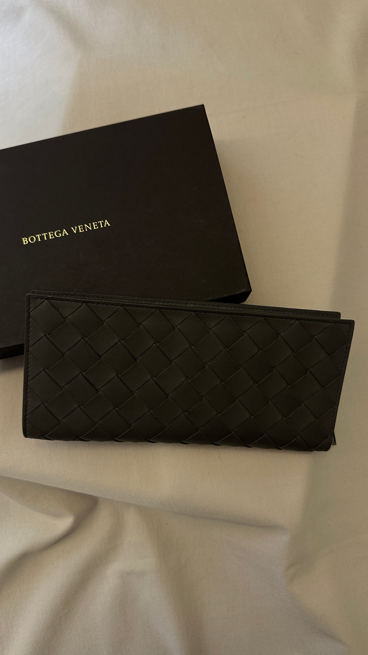 BOTTEGA VENETA Zip Around Wallet Intrecciato Grey