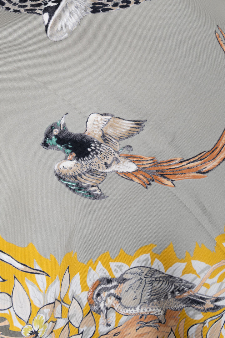 HERMÈS Jungle Love Scarf 90 Silk Grey Multicolor