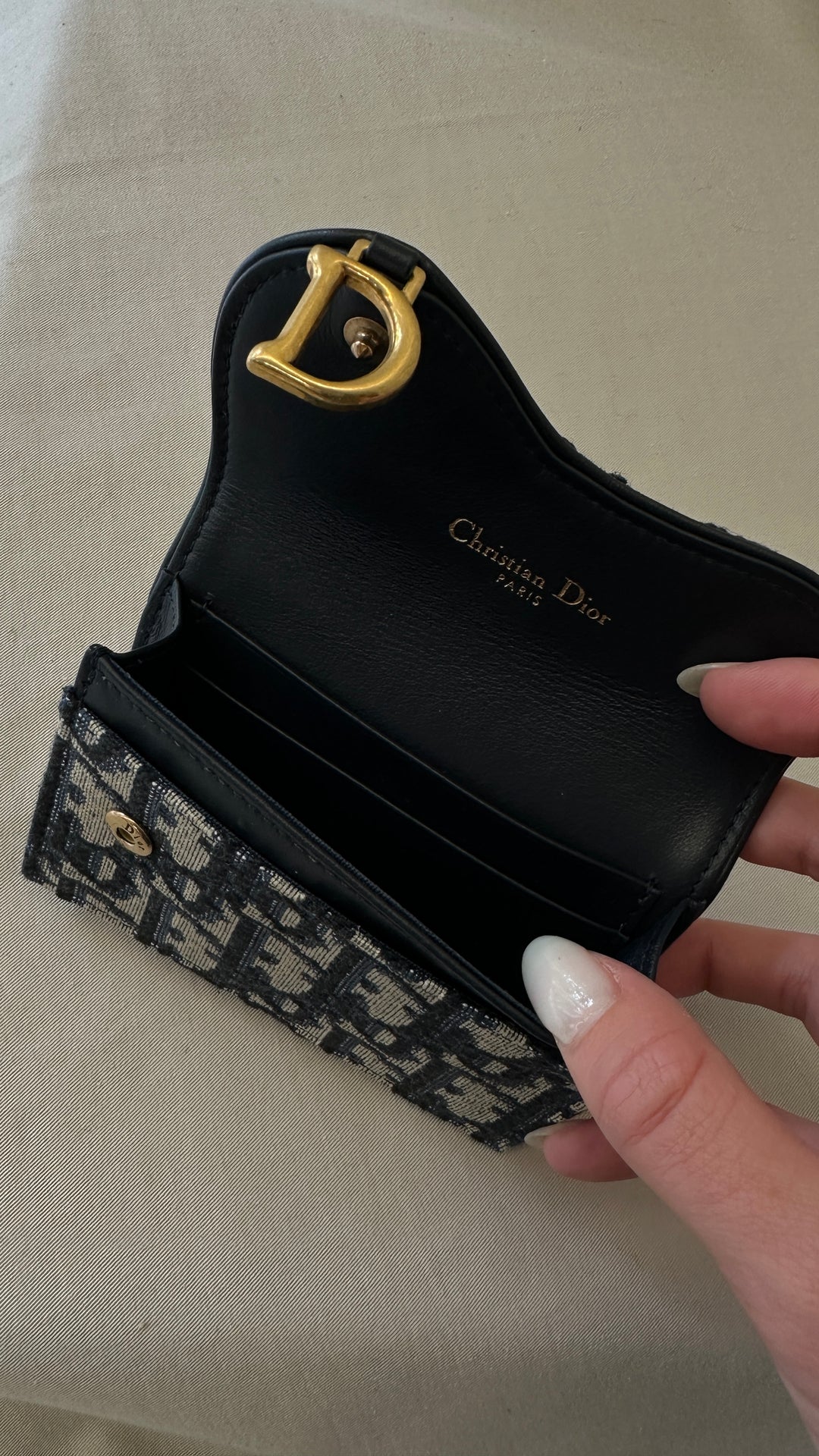 CHRISTIAN DIOR Saddle Bloom Card Holder Oblique Blue
