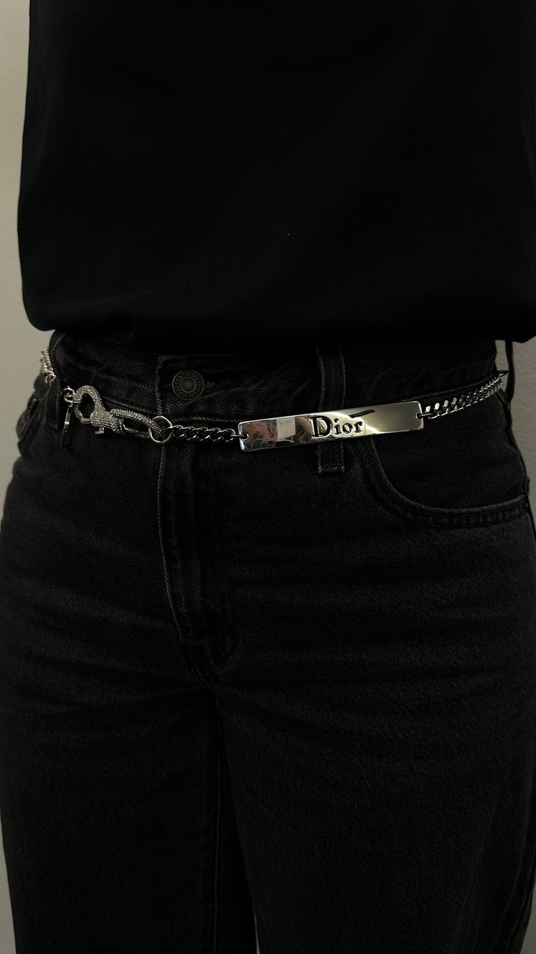 CHRISTIAN DIOR Strass Belt Green Patent