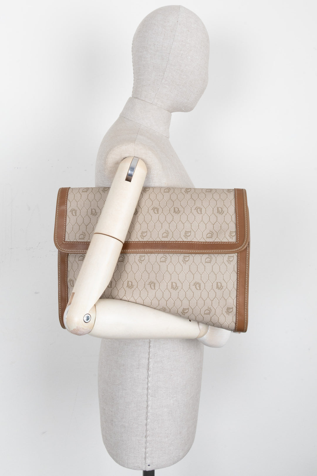 CHRISTIAN DIOR Briefcase Clutch Canvas Beige
