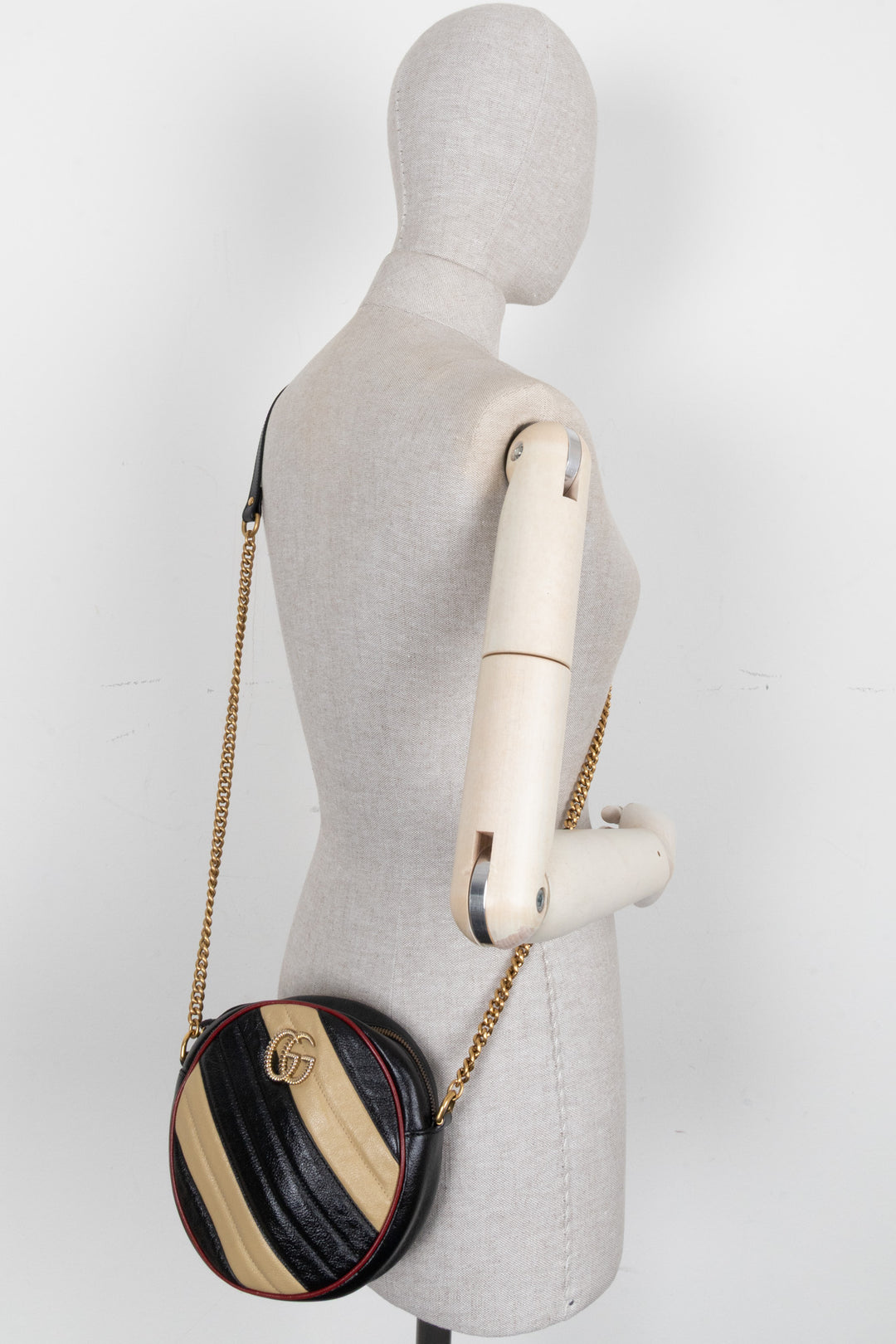 Sac bandoulière GUCCI Marmont rond rayé