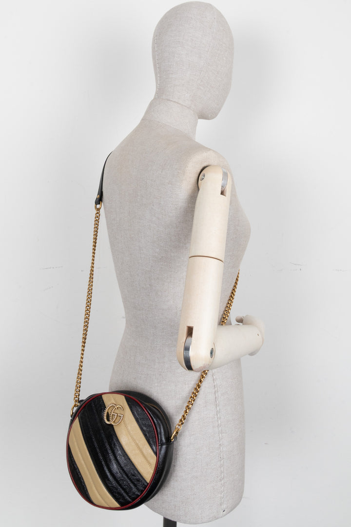 Sac bandoulière GUCCI Marmont rond rayé