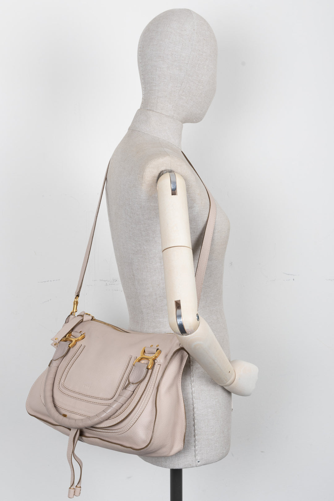 CHLOÉ Marcie Double Carry Bag Medium Nude