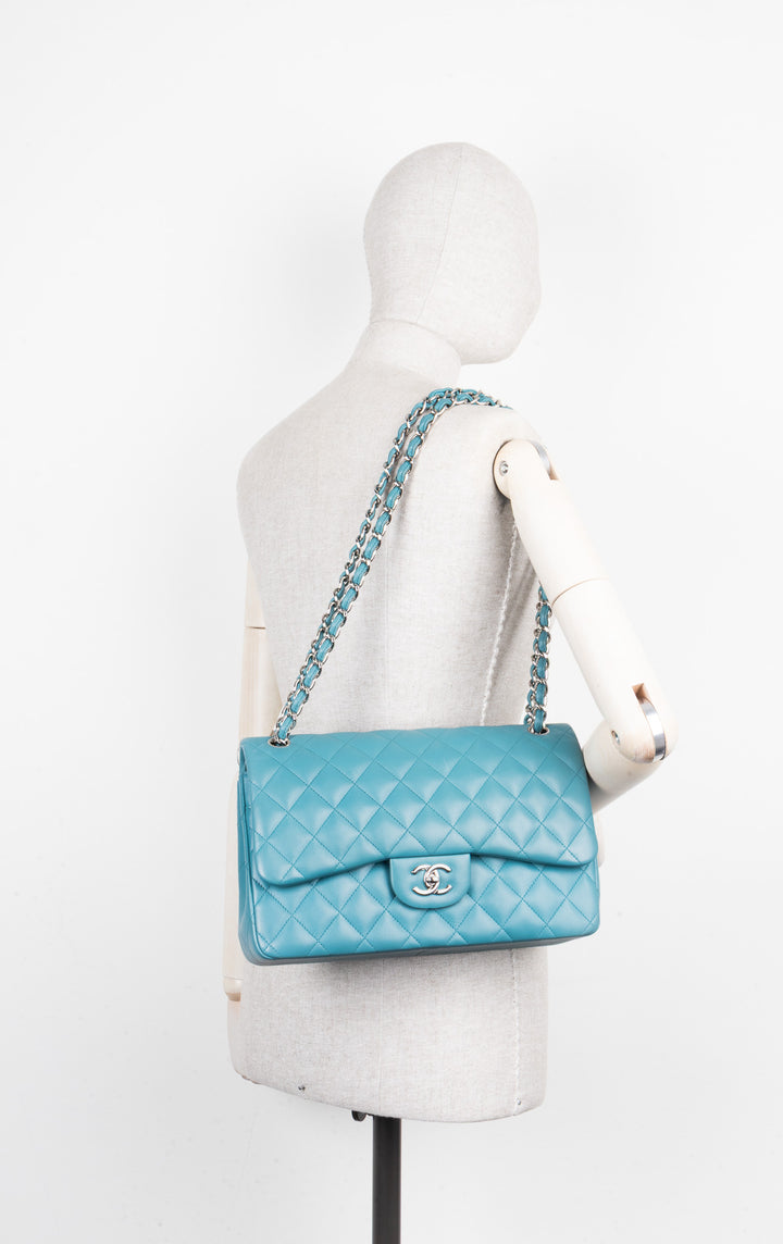 CHANEL Large Double Flap Blue