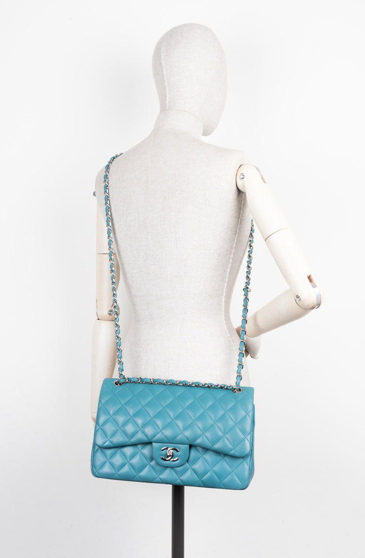 CHANEL Large Double Flap Blue
