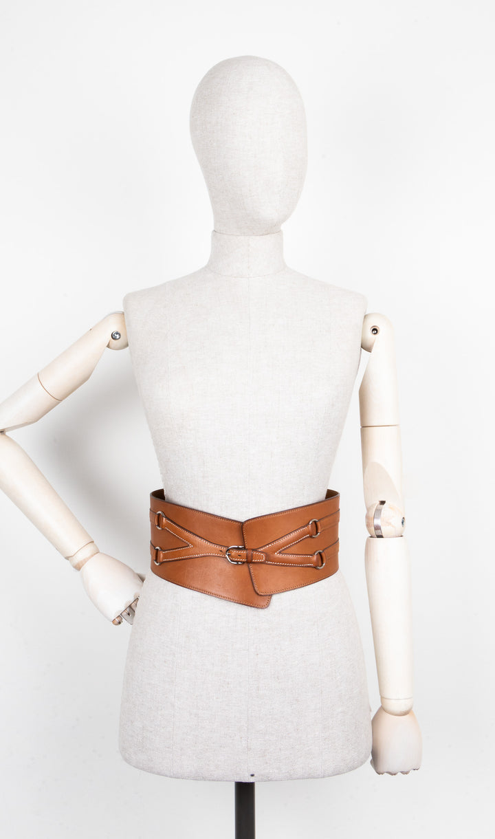 HERMÈS Waist Belt Leather Gold