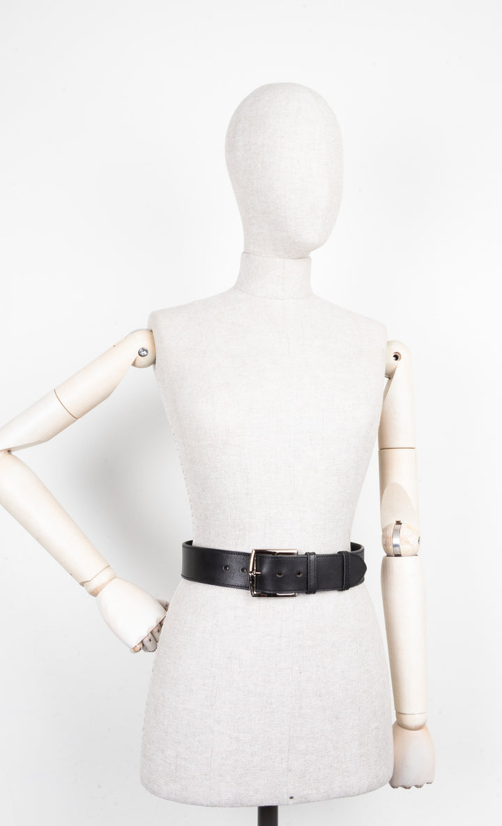 HERMÈS Belt Leather Black Palladium