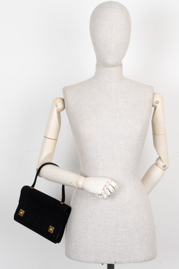HERMÈS The Piano Top Handle Bag Suede Black