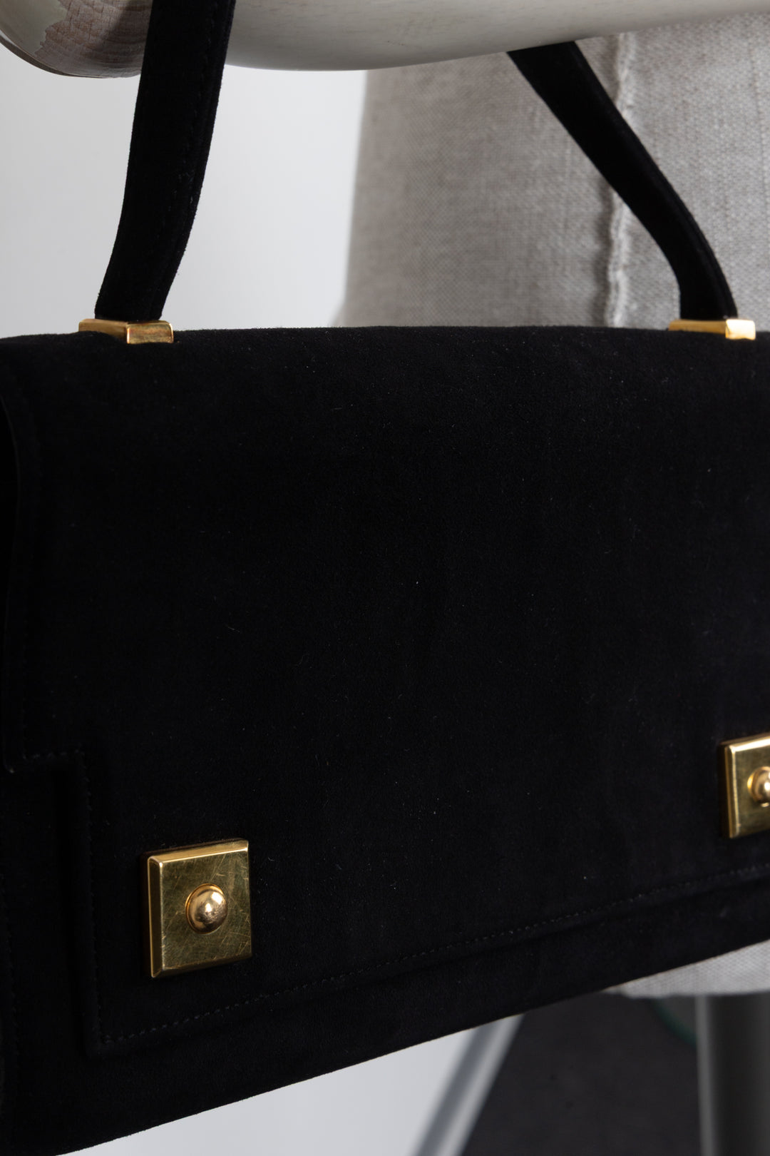 HERMÈS The Piano Top Handle Bag Suede Black