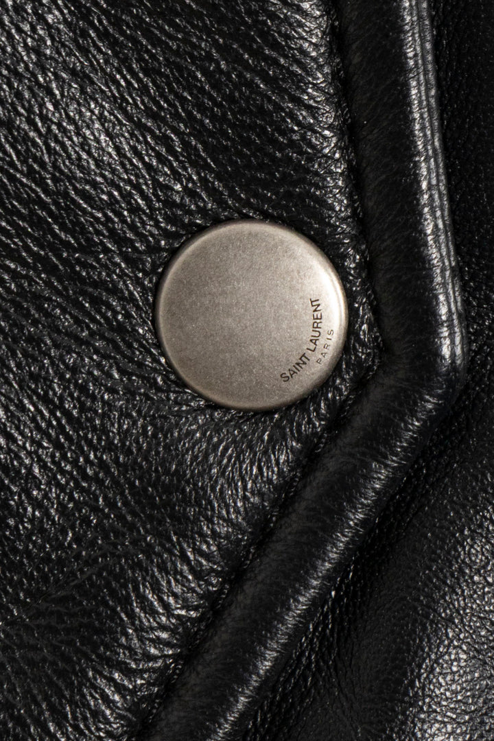 SAINT LAURENT 2022 Padded Bomber Jacket Leather Black