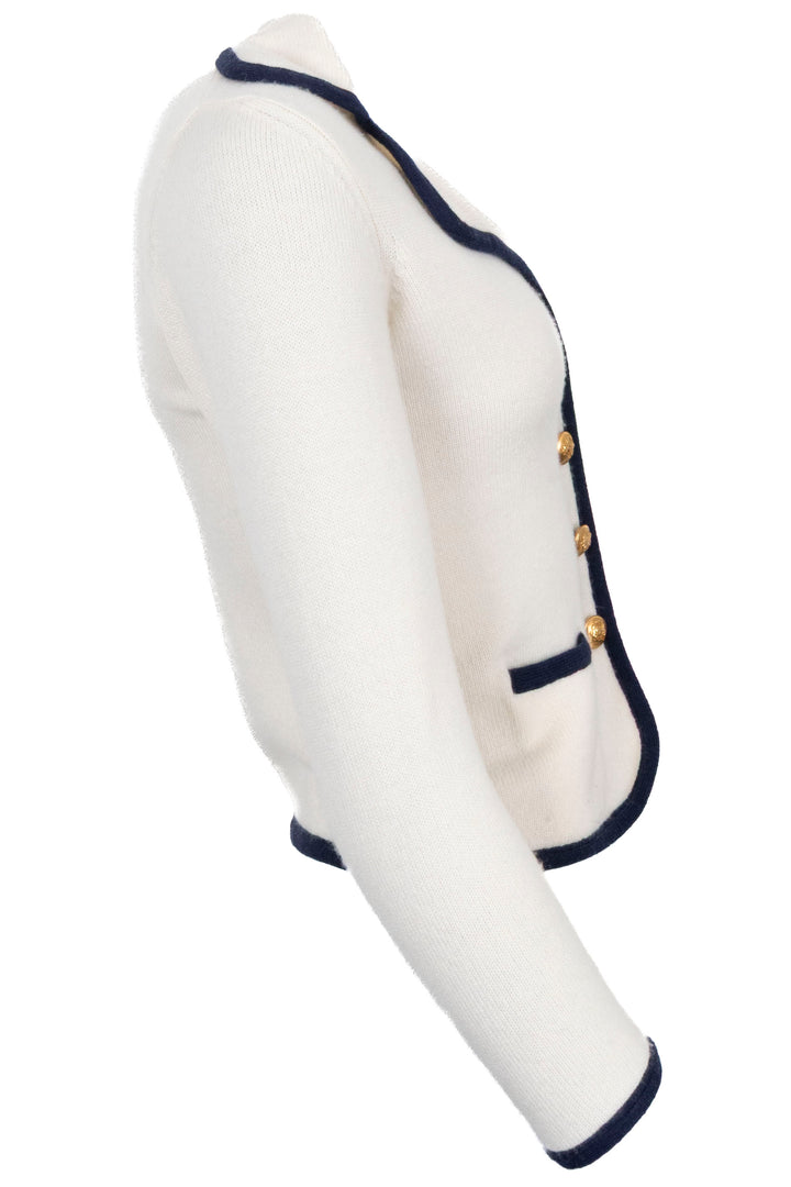 CELINE Contrast Trim Sailor Jacket Cashmere Ivory