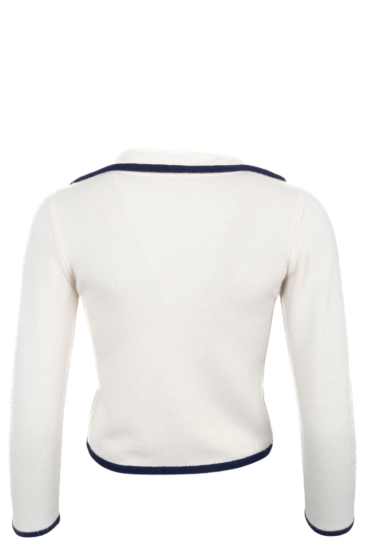 CELINE Contrast Trim Sailor Jacket Cashmere Ivory