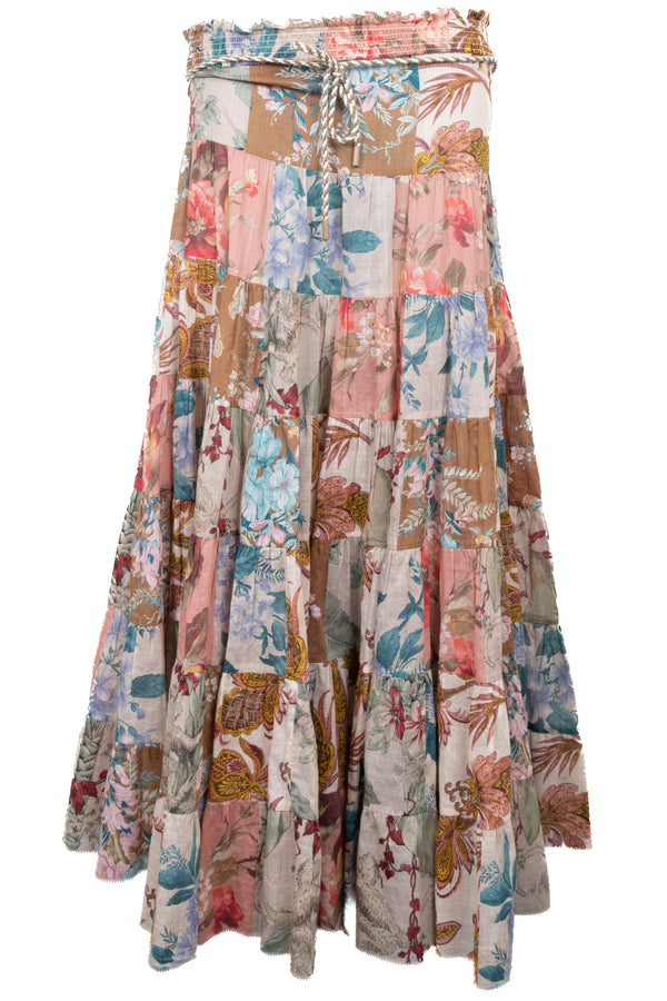 ZIMMERMANN Belted Floral Skirt Pink