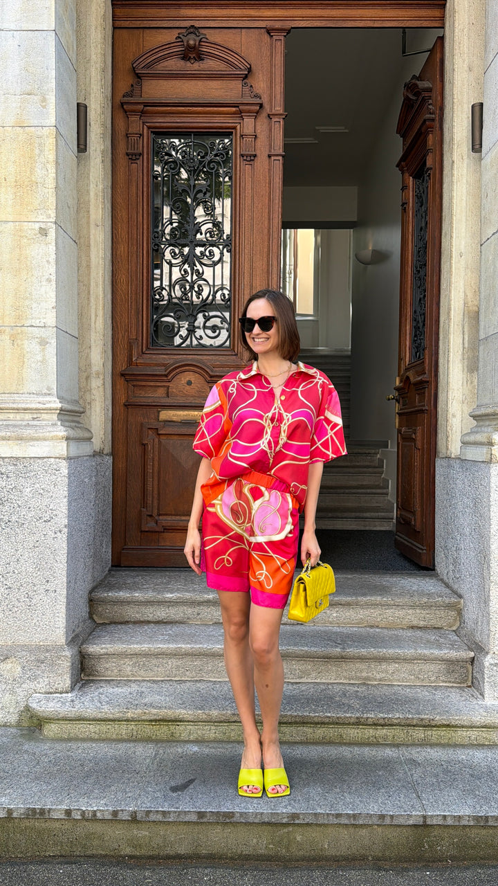 REAWAKE ATELIER Hermès Silk Two-Piece Orange Pink
