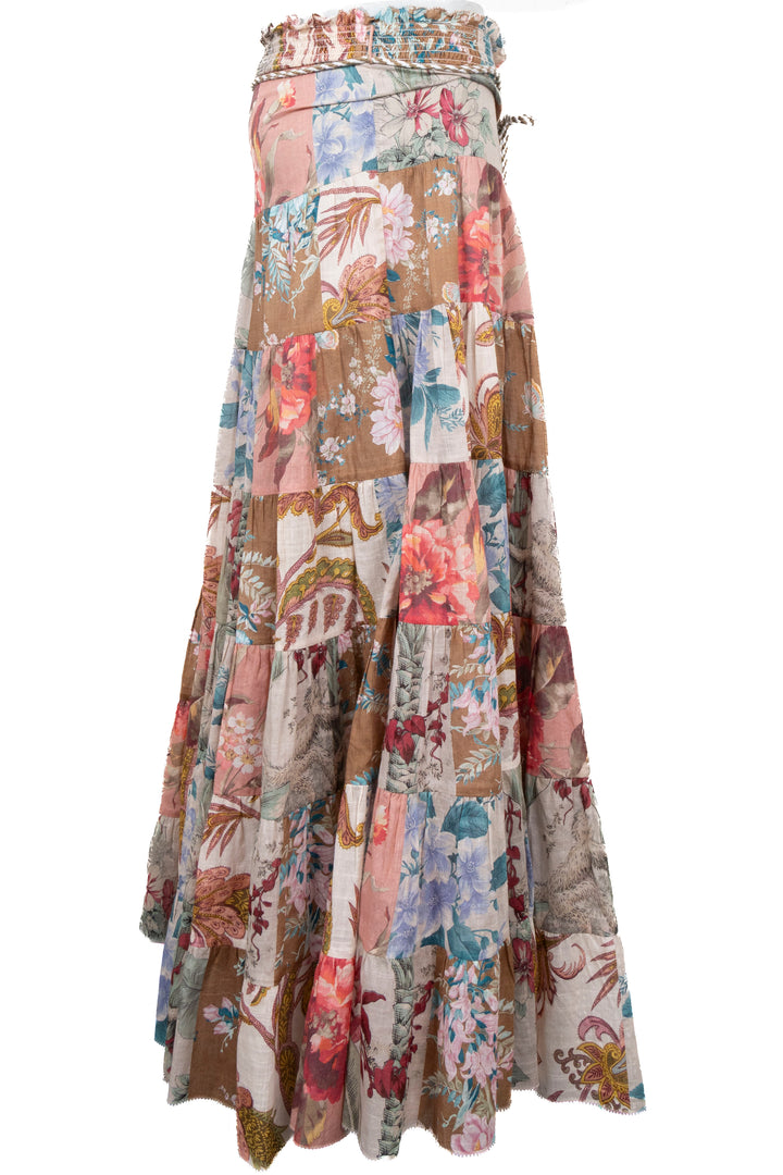 ZIMMERMANN Belted Floral Skirt Pink