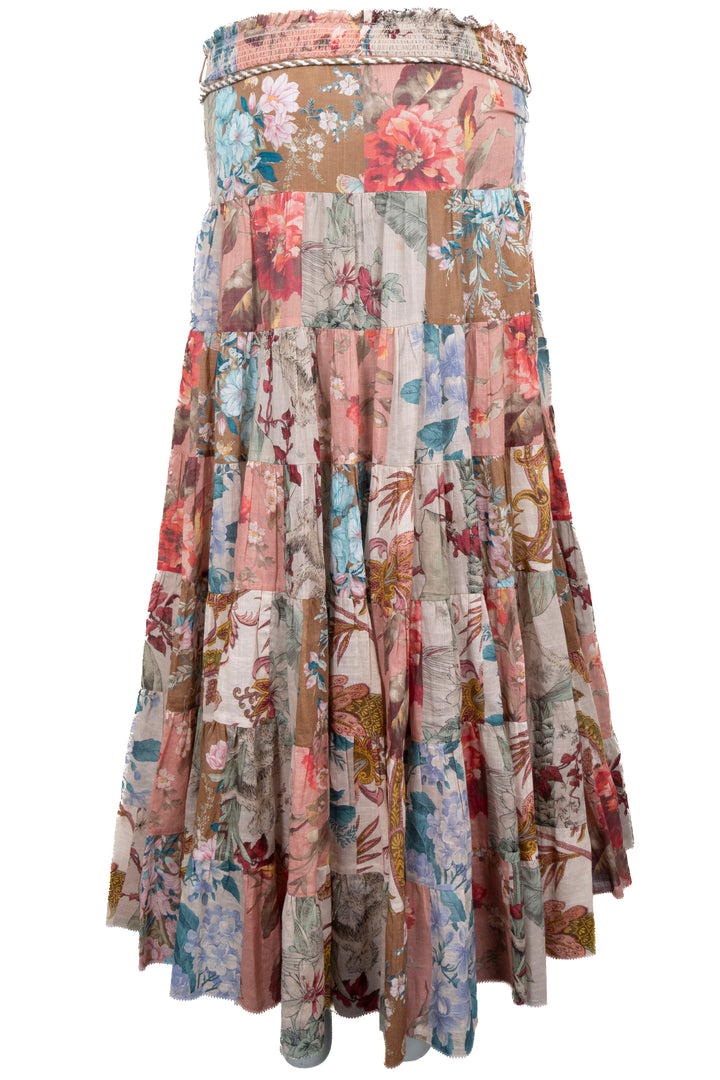 ZIMMERMANN Belted Floral Skirt Pink