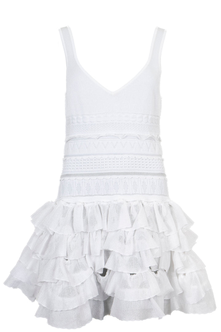 ALAÏA Ruffled Knit Mini Dress White