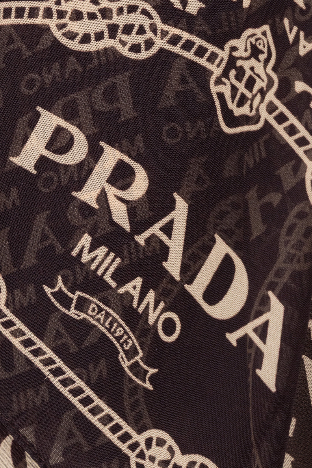 PRADA Logo Écharpe Soie Marron