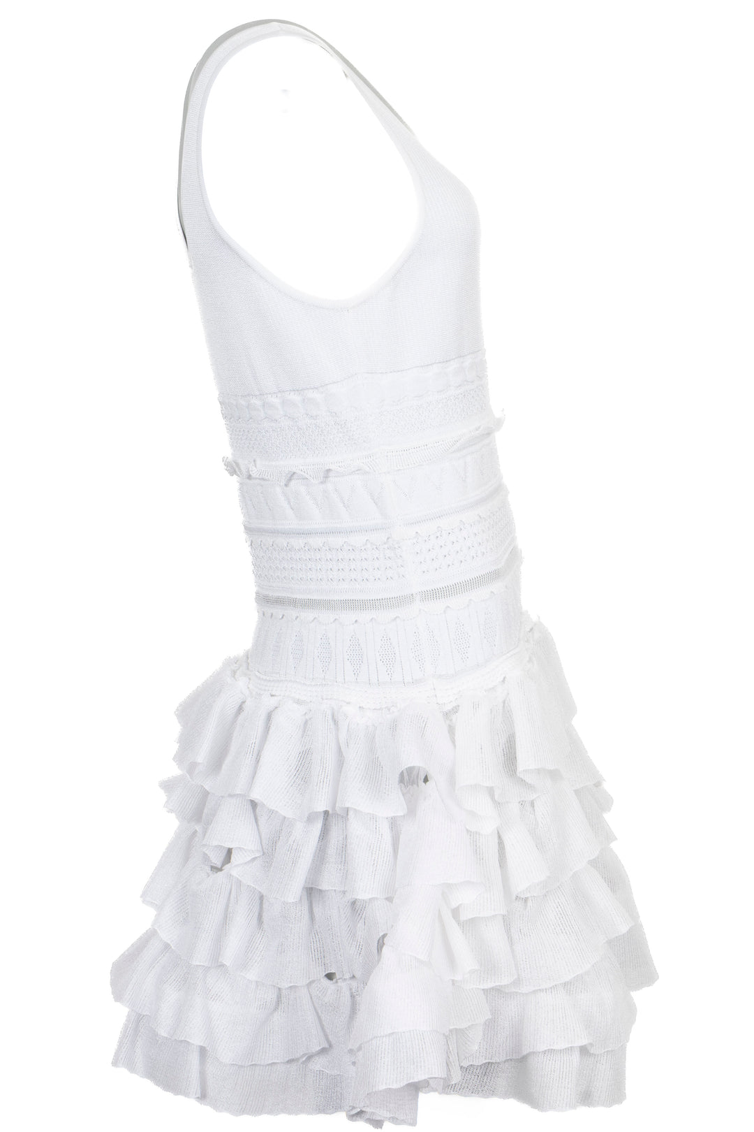 ALAÏA Ruffled Knit Mini Dress White