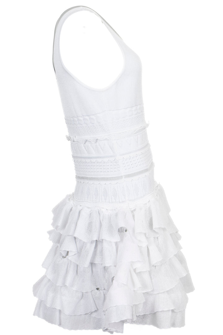 ALAÏA Ruffled Knit Mini Dress White