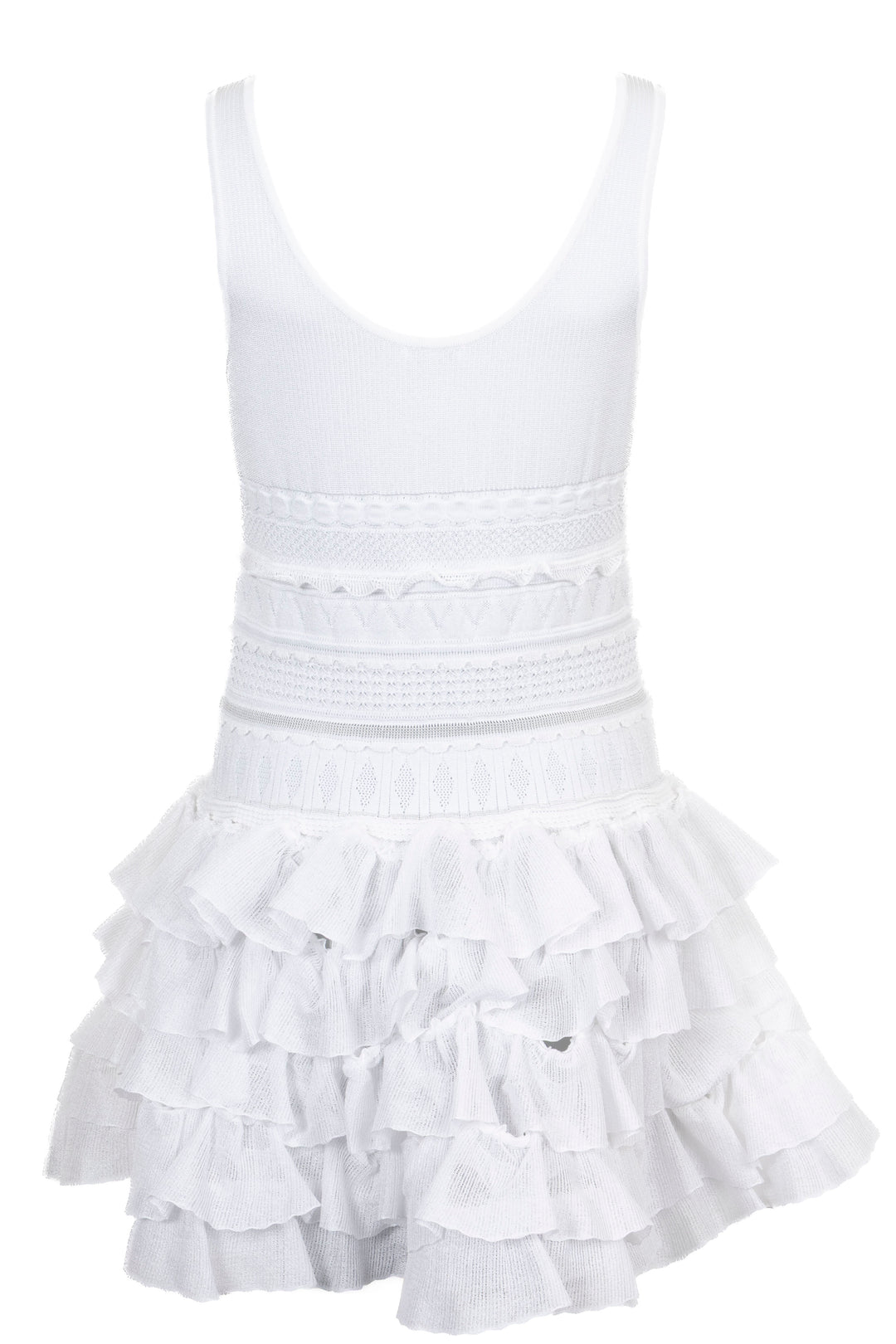 ALAÏA Ruffled Knit Mini Dress White