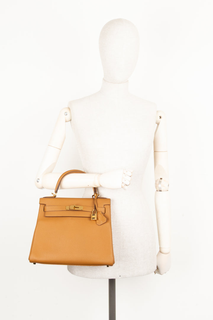 HERMÈS Kelly 28 Retourné Togo Natural Sable