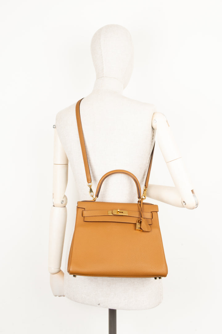 HERMÈS Kelly 28 Retourné Togo Natural Sable