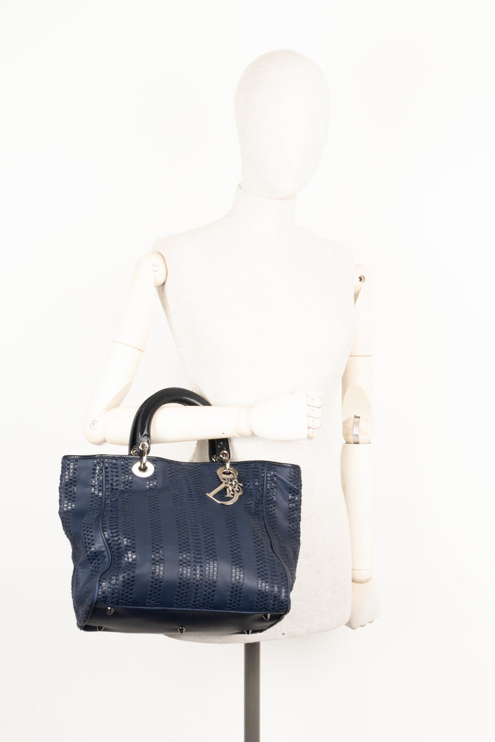 CHRISTIAN DIOR Woven Soft Lady Dior Blue