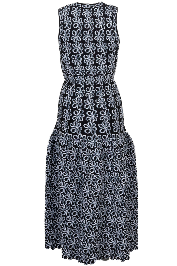 ALAÏA Flower Print Midi Dress Black