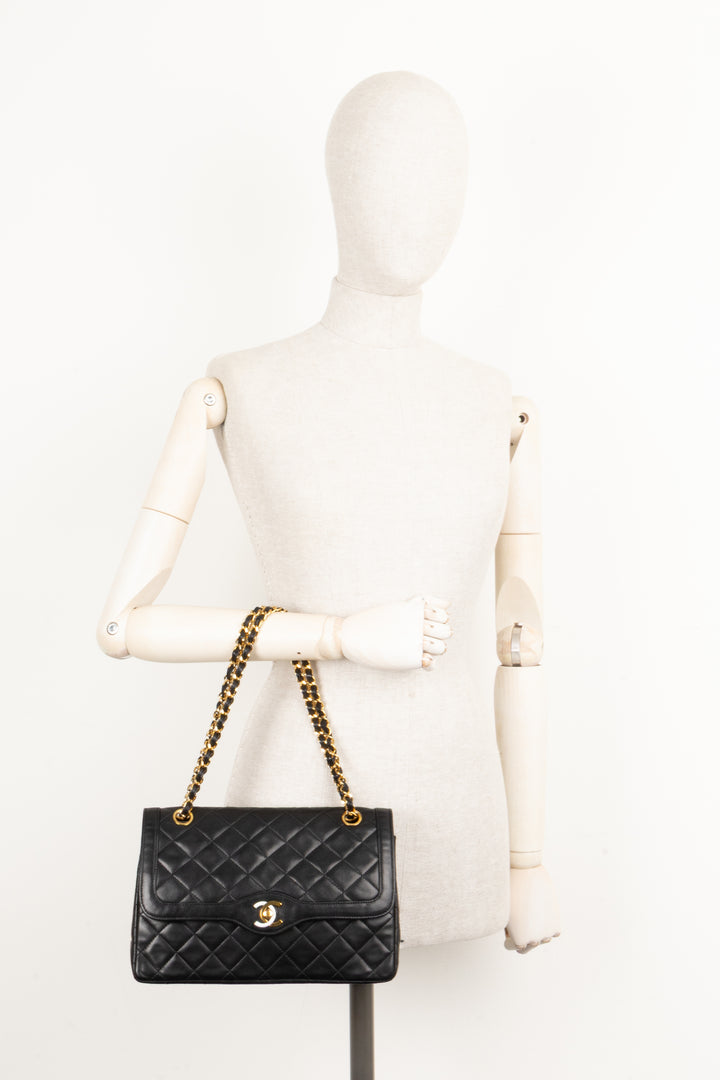 CHANEL Vintage Two Tone Flap Bag Black