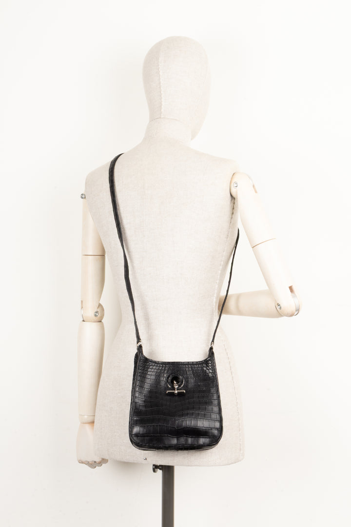 HERMÈS Vespa Crossbody Bag Alligator Black