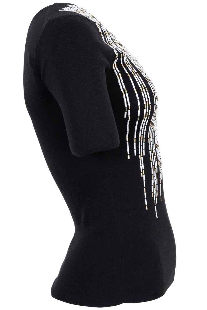 LOUIS VUITTON Embellished T-shirt White Gold