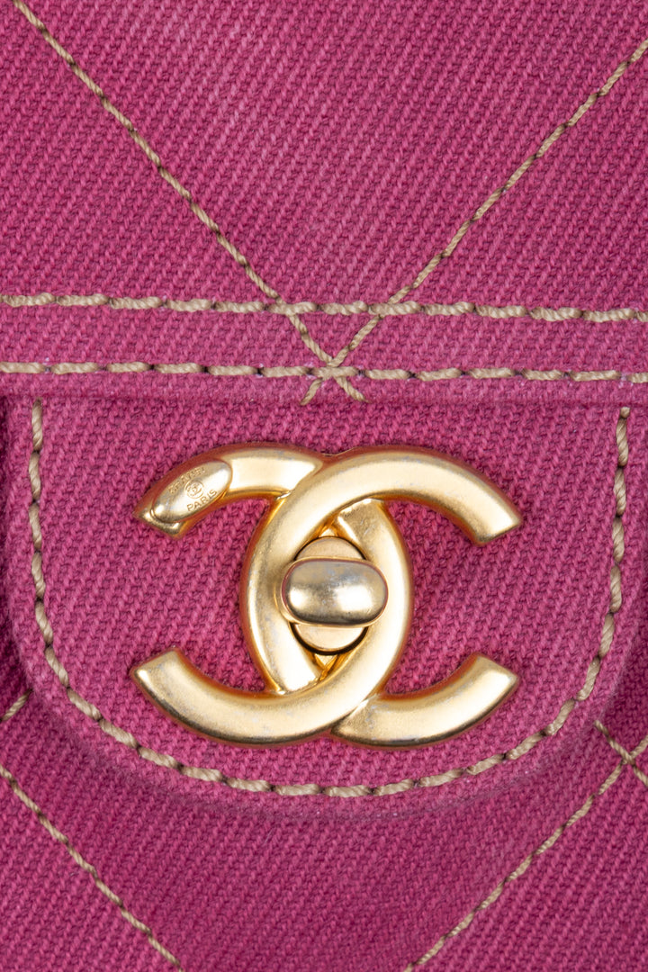 Sac Bowling CHANEL en jean rose