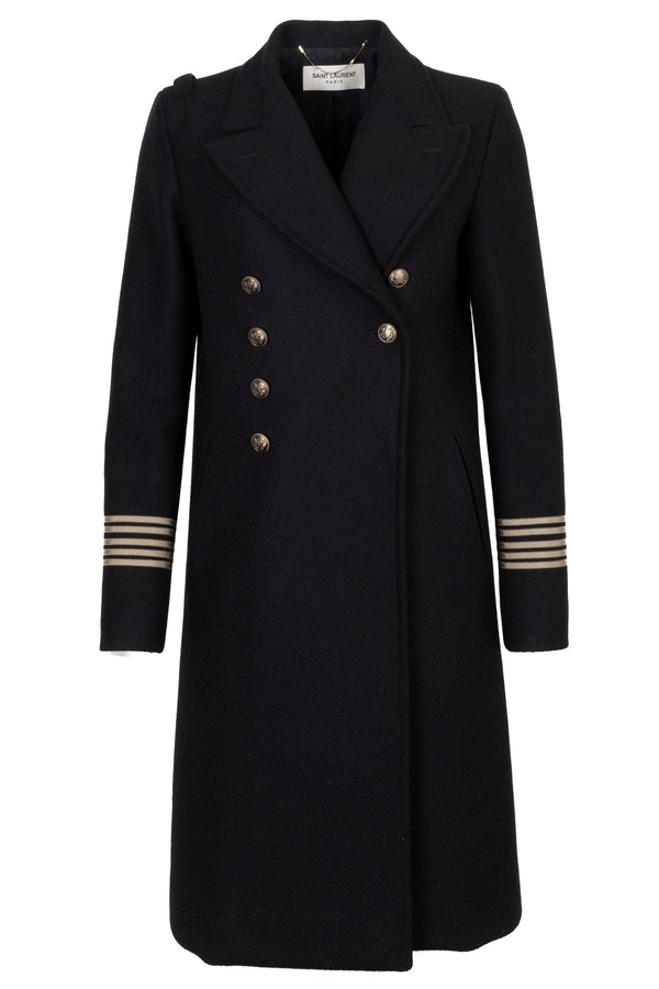 SAINT LAURENT 2017 Double Breasted Sailor Coat Black