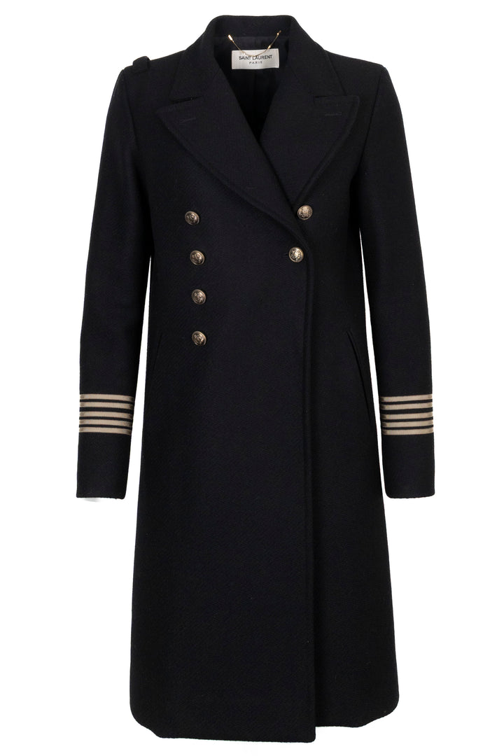 SAINT LAURENT 2017 Manteau marin croisé noir
