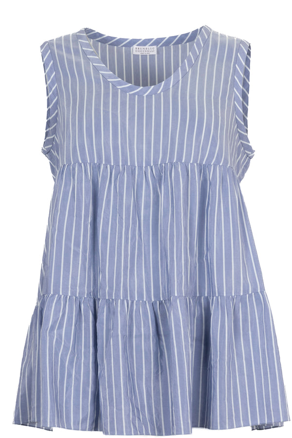 BRUNELLO CUCINELLI Striped Top Blue White