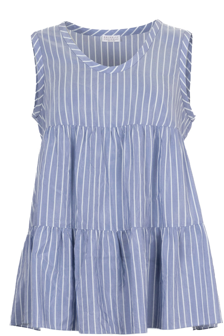 BRUNELLO CUCINELLI Striped Top Blue White